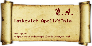 Matkovich Apollónia névjegykártya